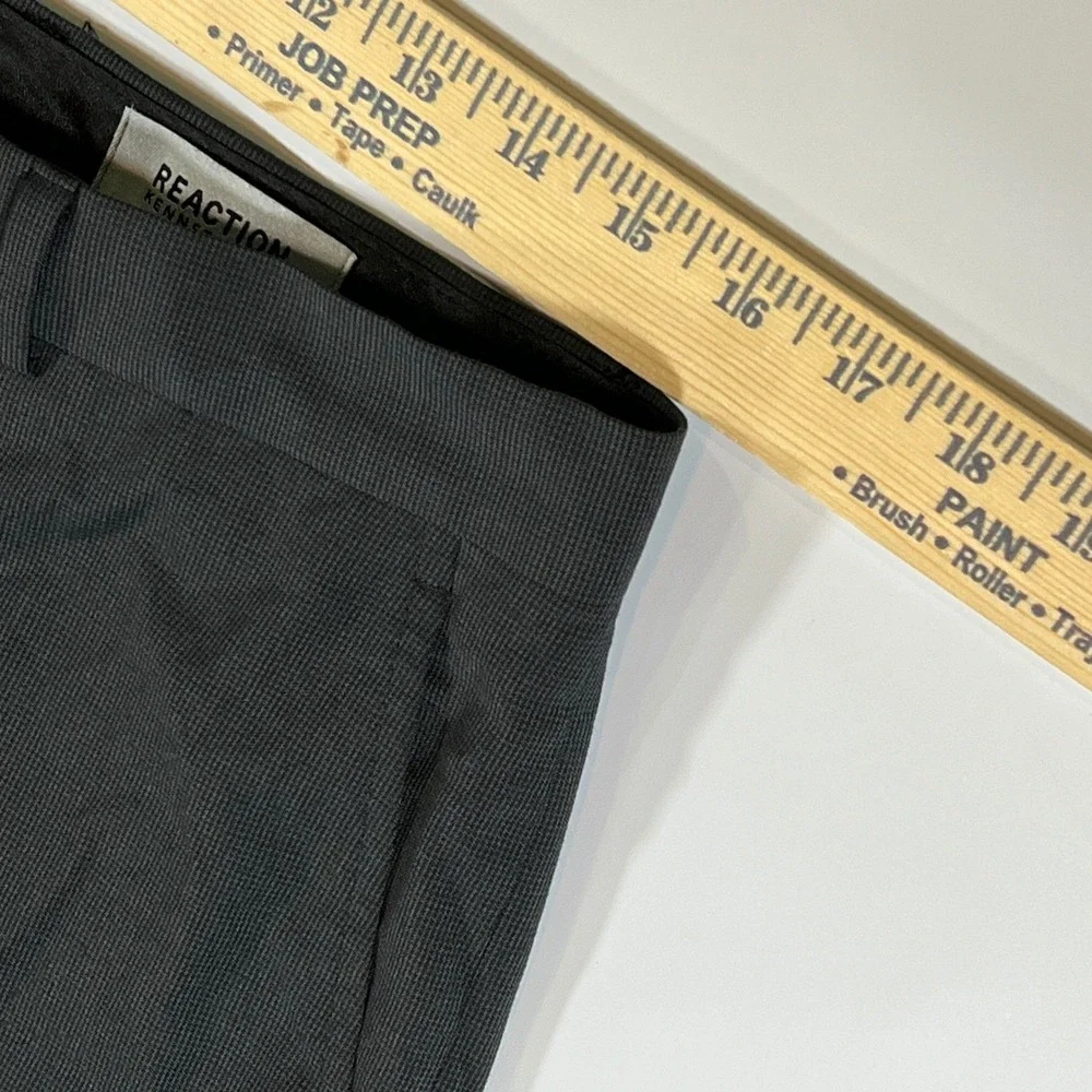 Kenneth Cole Reaction Dress Pant Men 32x30 Gray Micro Check Slim Fit Techni-Cole